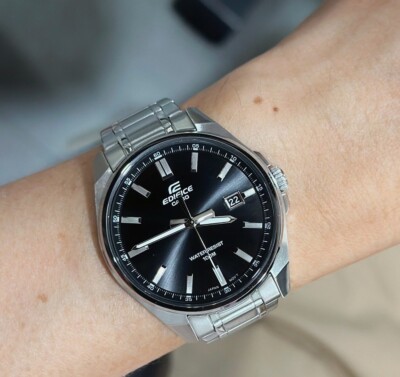 Casio Edifice EFV-150D-1A Black Analog Stainless Steel Quartz