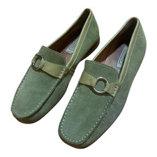 Janet D Damen Halbschuhe Leder Wildleder Grün Gr 39 Komfort Slipper Elegant