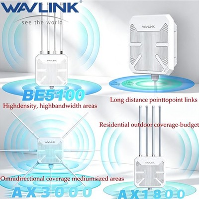 WAVLINK WiFi 7 Outdoor Range Extender BE5100 AX3000 WiFi 6 Mesh Router IP67 wPOE