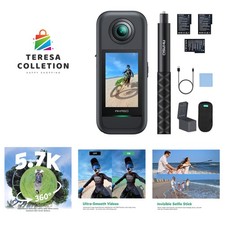 360 Action Camera Creator Combo- 5.7K 360 Video with 1/2" 48MP Sensors, 72MP ...
