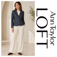 Ann Taylor LOFT Navy Blue Chambray Peplum Blazer Jacket Size 6 NWT 98