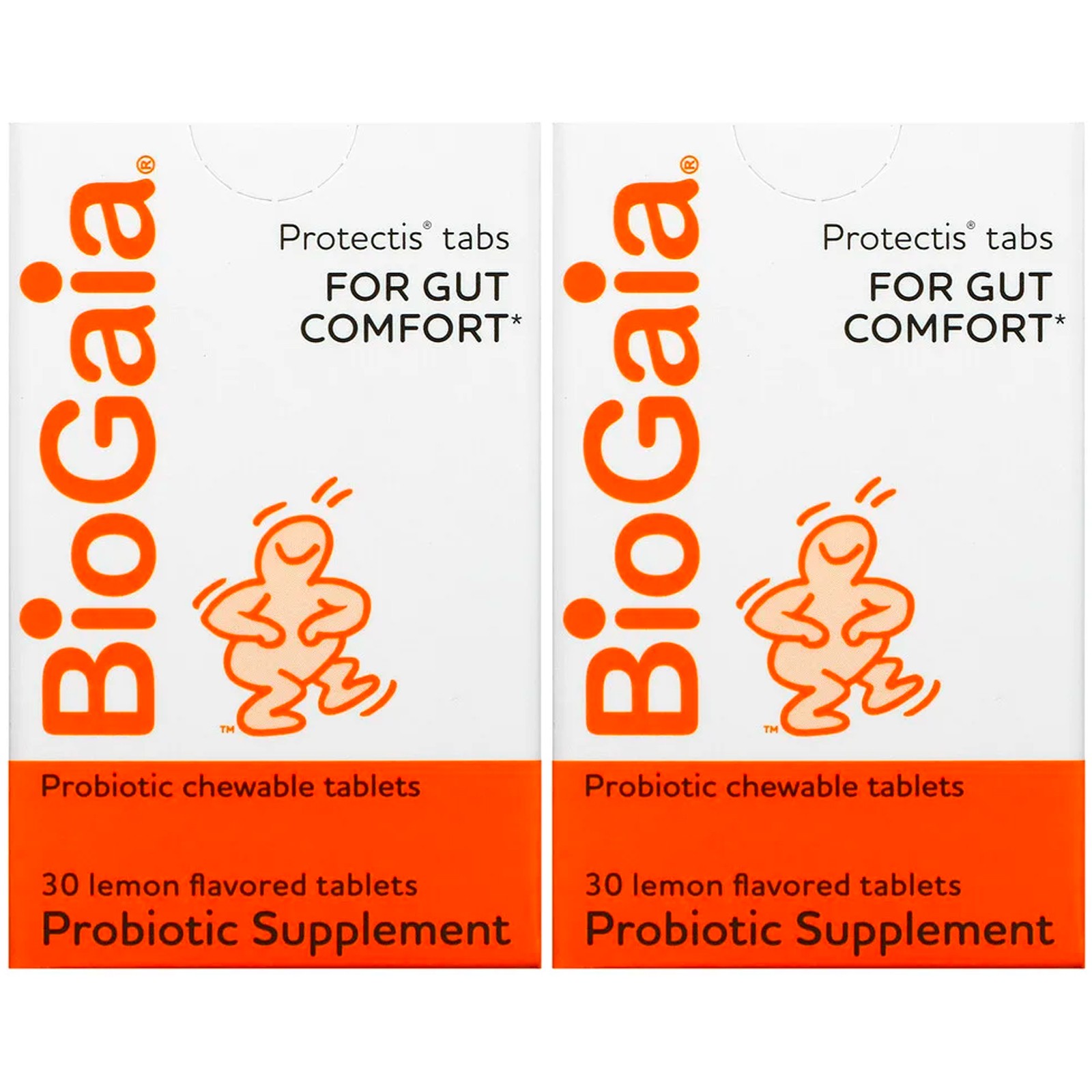 BioGaia, (2 упаковки) добавка с пробиотиками, со вкусом лимона, 30 жевательных таблеток
