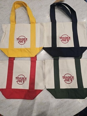 Trader Joe s - SET OF 4 - Holiday Canvas Mini Tote Bag - BRAND NEW With Tags