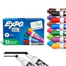 Low Odor Dry Erase Markers Chisel Tip Assorted Colors 12 Count