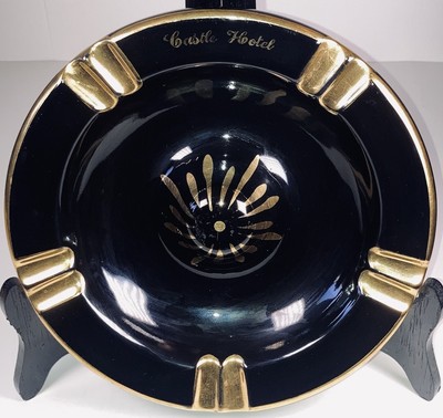 McM Ashtray Castle Hotel Ireland Lrg 9  24K Gold Detailing Signed McGuinness Vtg
