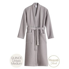 Quince Waffle Robe Medium Grey Organic Turkish Cotton Unisex Spa Bathrobe NWOT