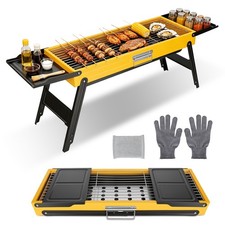 Portable Charcoal BBQ Grill Foldable Tabletop Camping Barbecue Grill for Picnic