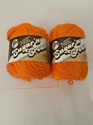 2 New Lily Sugar n Cream Cotton Yarn Hot Orange 120 yrds each Halloween - Image 1 of 3