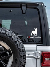I Love My Frenchie French Bulldog Decal Reflective Red Heart Car Window Sticker