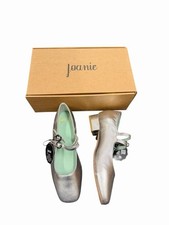 Scarpe Joanie New Paris argento pelle metallizzata vernice prezzo consigliato £ 89 taglia UK 6 retrò