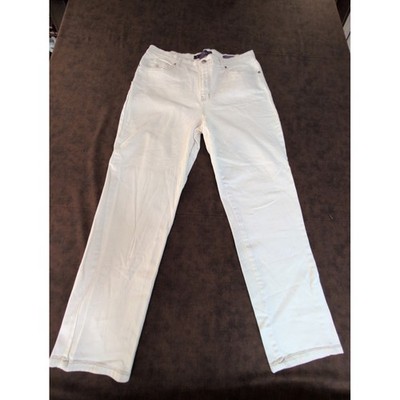 Gloria Vanderbilt Amanda Tapered Leg Jeans Cream Off White High Rise Womens 16