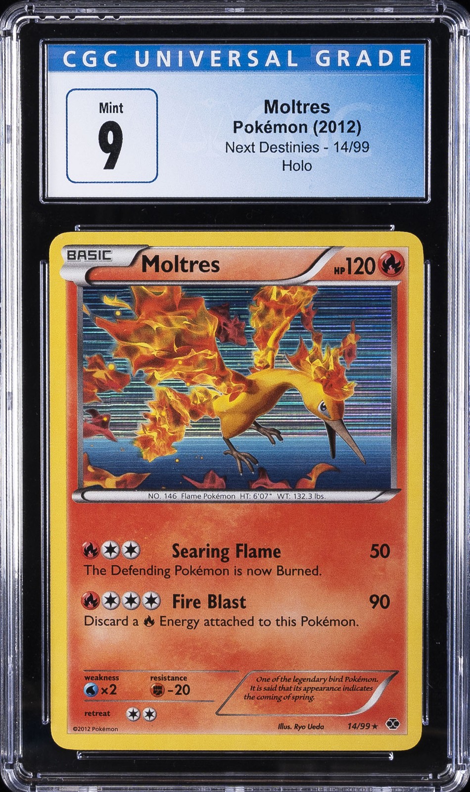 2012 POKEMON BLACK & WHITE NEXT DESTINIES #14 MOLTRES-HOLO CGC 9