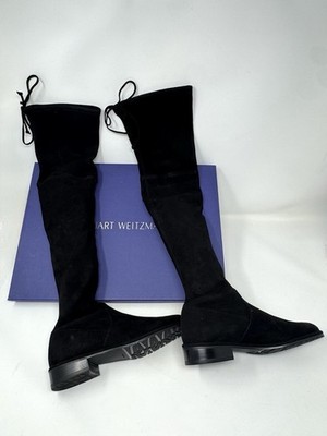 New Stuart Weitzman Lowland Over The Knee Boots In Black Suede Size:35 (US 4.5)