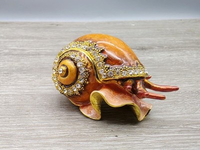 Bejeweled Snail Trinket Box Hand Crafted Swarovski Crystals & Enamel Gold