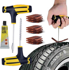 Flat Tire Repair Kit with Pack of 65 Pcs Tire Plugs  a Glue  Stainless Steel B