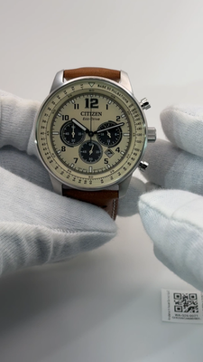 Citizen Eco-Drive Chronograph Date beige Dial CA4500-08X w/ black