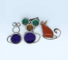 Homemade Stained Glass Mouse Suncatcher Multicolored Glass Hanger  Figurine