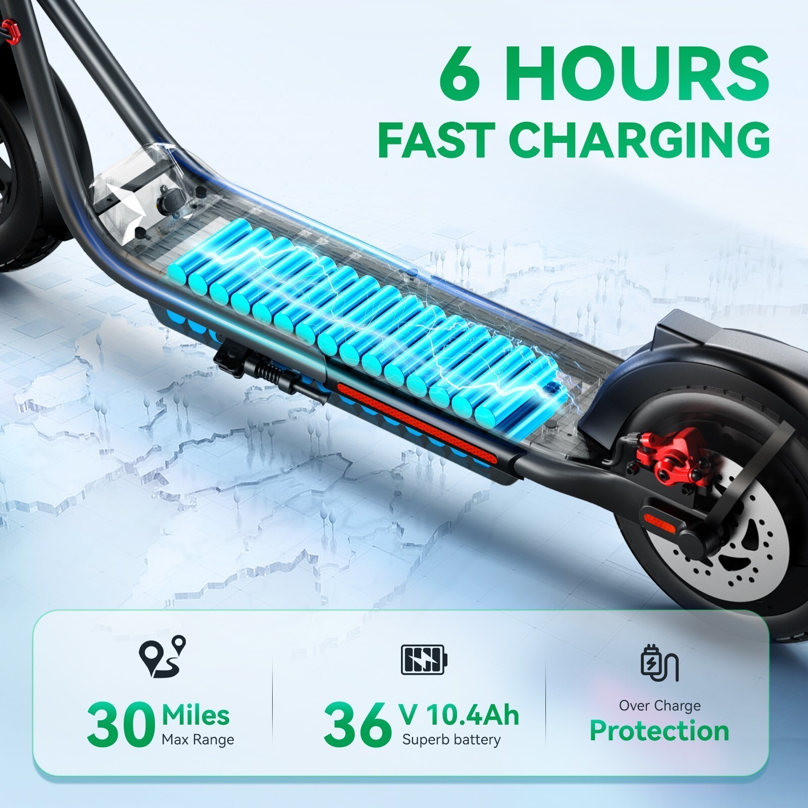 Peak 600W Electric Scooter Foldable 23MPH Disc Brake Scooter Commute LCD Display