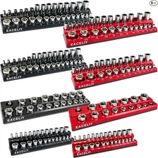 8Pcs Magnetic Socket Organizer Set, 1/2", 1/4" and 3/8" SAE & Metric Deep & Sh