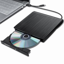 External DVD Drive, USB 3.0 Type-C CD/DVD Burner for PC Mac Black