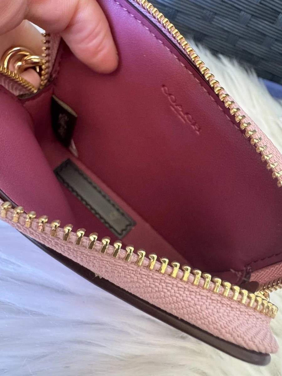 Coach Zip Card Case In Signature Canvas CW883 Light Coral for sale