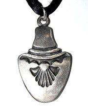 Native American Sterling Pendant/Silken Cord, Hopi Sun-Wind Totem Motif?