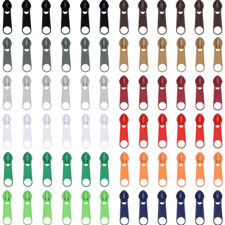 Reißverschluss Reparaturset 72 Stück, 12 Farben, Schieber für Kleidung, Tasch...