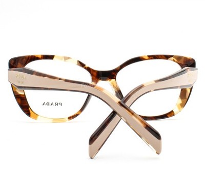 Prada Eyeglasses Glasses VPR B04 07R-1O1 Brown Havana Carmel Beige