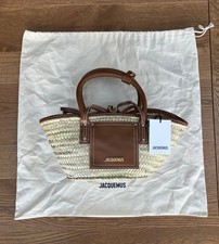 JACQUEMUS Soli Le Petit Panier Raffia Small Basket Tote Bag. Light Brown BNWT