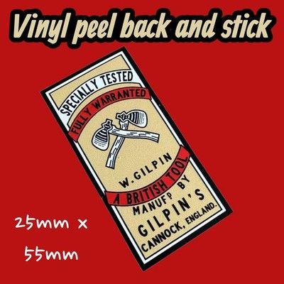 W Gilpin Vinyl-Aufkleber Fällholz klassisch Vintage Handwerkzeug geschmiedet Cannock UK