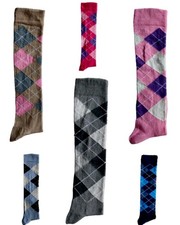 3 Pairs Girls Argyle Socks Knee High Teenagers Argyle Diamond Socks Size uk 4-7