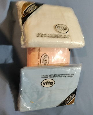 3 Vintage Tastemaker by Stevens Queen Size 2 Flat 1 Fitted New in Plastic