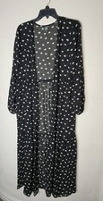 Wild Fable Black Daisy Floral Chiffon Long Sleeve A-Line Dress M/L Sheer Ruffle