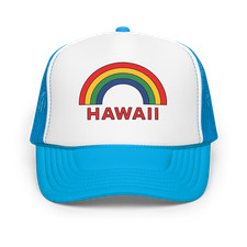 Hawaii Rainbow Foam Trucker Hat Vintage Island Surf