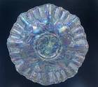 Imperial Open Rose Carnival Glass Bowl Iridescent Floral Scalloped 9” vintage