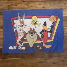 1997 Warner Bros Looney Tunes Sports Pillow Case Bugs Bunny Taz Tweetie Vintage
