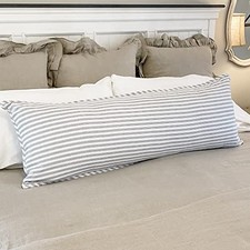 Timeless Ticking Gray Body Pillow Cover, Soft White and Timeless Gray Pillow
