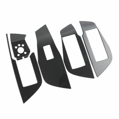For Audi A6 A7 2019-24 Steel Carbon Fiber Door Window Switch Lift Cover Trim 4P