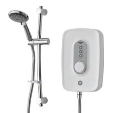 Triton Electric Shower 10.5kW Satin White Chrome Effect 5 Spray Pattern