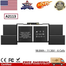 A2113 Battery for MacBook Pro Retina 16" Model A2141 2019 Year MVVL2LL/A 98.8Wh
