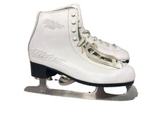 Lake Placid Womens Lace Up Ice Skates Figure Skates White Leather Size 9 2/3 EUC