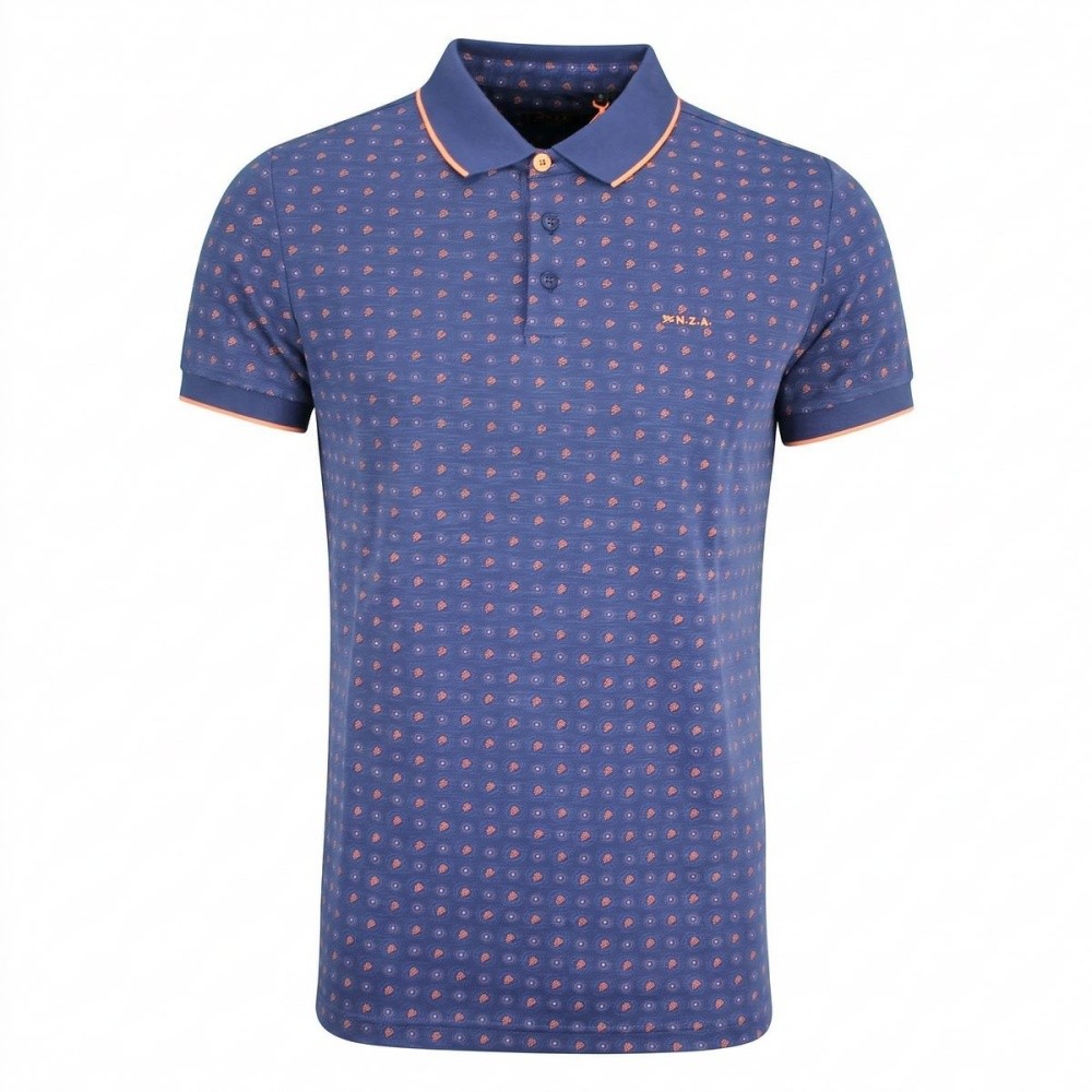 New Zealand Auckland NZA Mens Polo Shirt Blue Orange Minimal 26CN105 2616