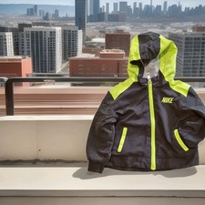 Tolder Nike Jacket - With Hood - Gray Green Boys 18 Months - 12.5" L 12" Pit To