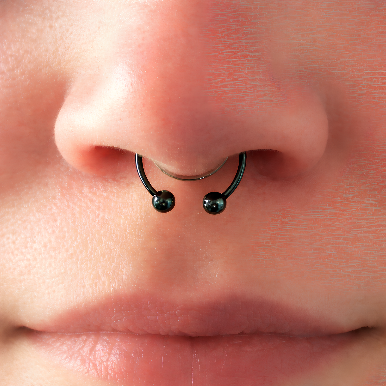 Clip On Septum Piercing Black Cuff Nose Ball Bead Fake Cheater Body Jewellery
