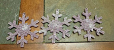 Set of 3 SNOWFLAKES Ornament - Purplish Silver with Glitter 4.5" wide