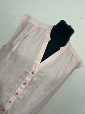 M&S Pink Linen Sleeveless Shirt UK 14 New With Tags Rose Pink Summer Shirt Linen