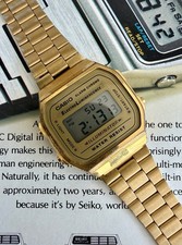 Casio 3298 A168 Mens Watch 35mm Gold Tone Alarm Chronograph Illuminator In Box