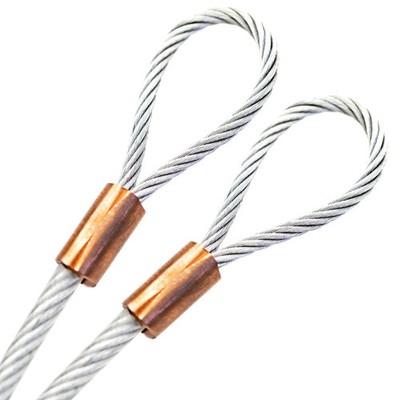 Made to Order Cut to Inches Braided Steel Cable 1/8 Copper Sleeve Clear