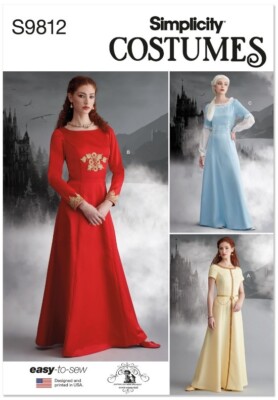 Simplicity 9812 Miss Fantasy Medieval Costume Dragon Targaryen Dress Pattern New