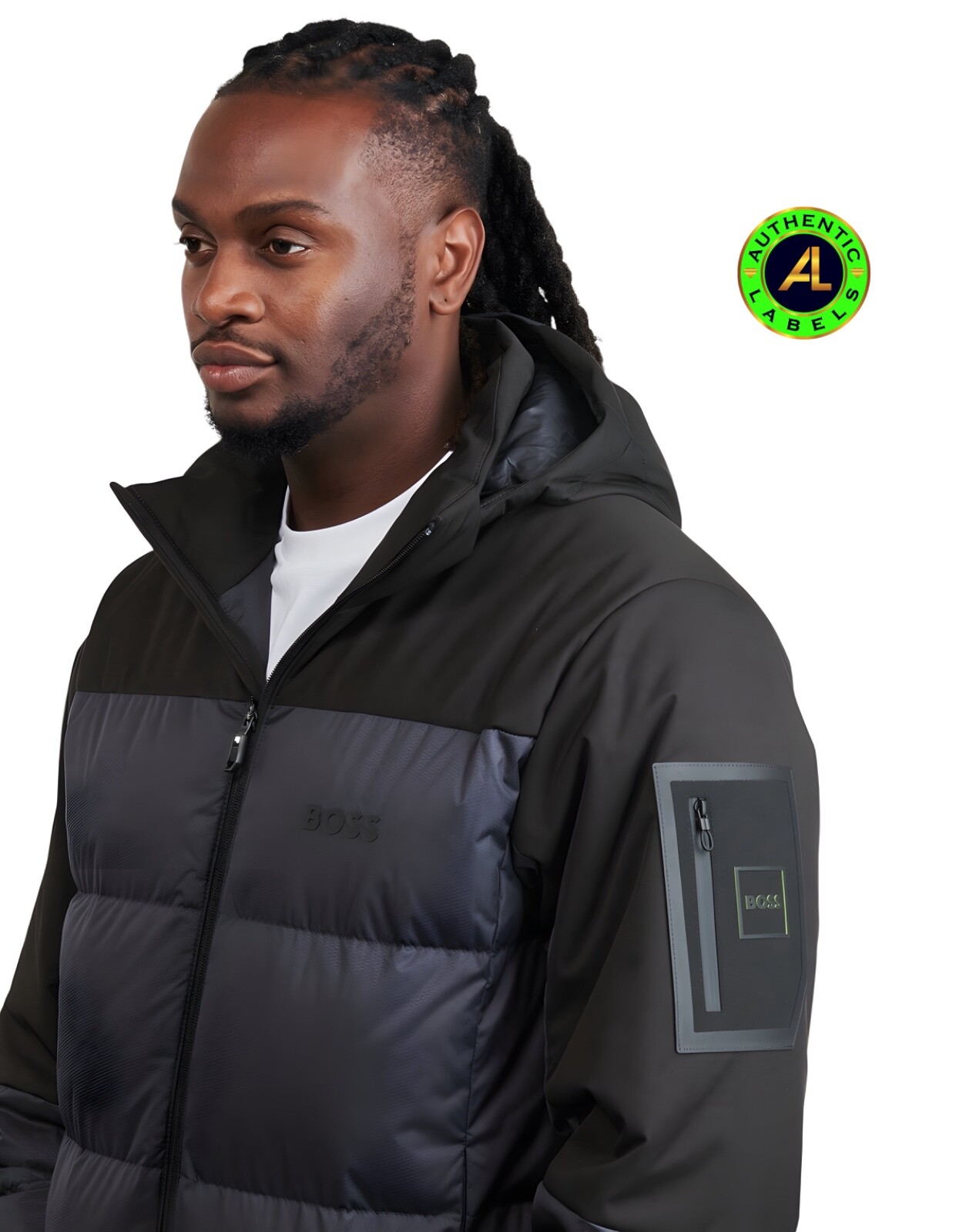 BOSS J_Hamar 3 Water Repellent Down Jacket With Detachable Hood S Navy RRP £389 image 2
